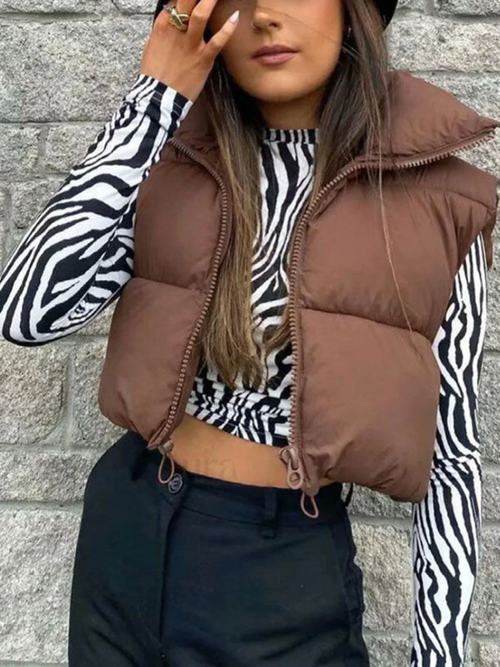 Sleeveless Cropped Puffer Jacket Jacket