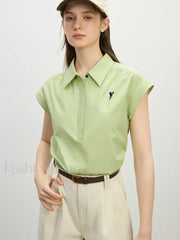Sleeveless Pony Embroidery Polo T Shirt Green / XS