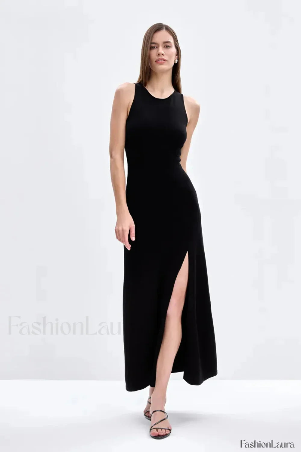 Sleeveless Split Bodycon Work Dress Black / S
