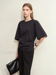 Slightly Elastic Loose Cotton T Shirt