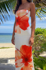 Slim Fit Floral Vacation Style Hip Floral Dress