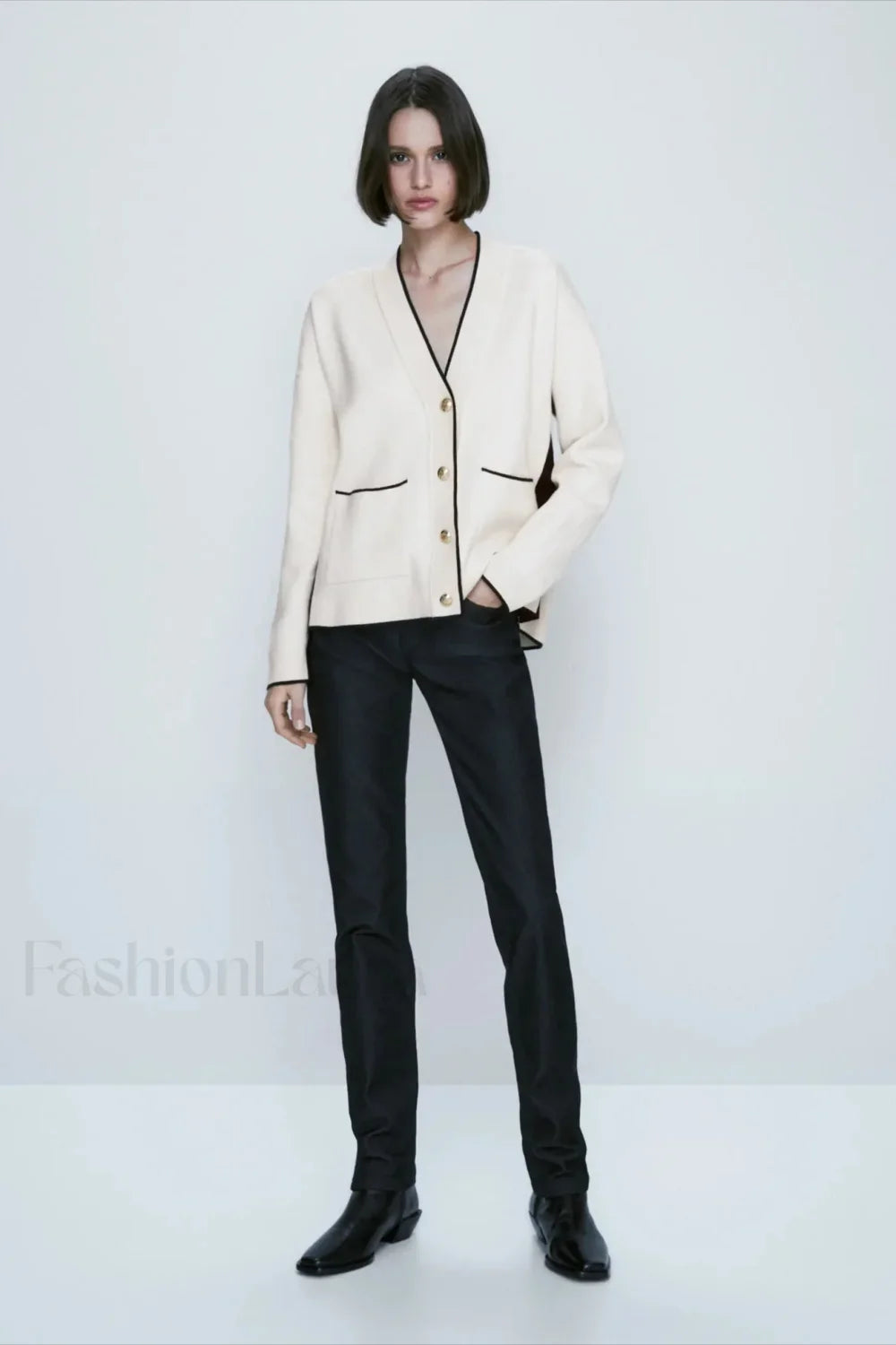 Slim Fit Patchwork Knit Cardigan