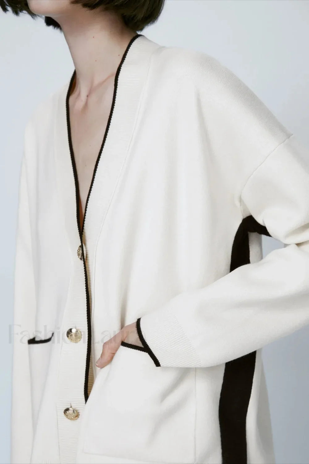 Slim Fit Patchwork Knit Cardigan