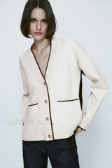 Slim Fit Patchwork Knit Cardigan