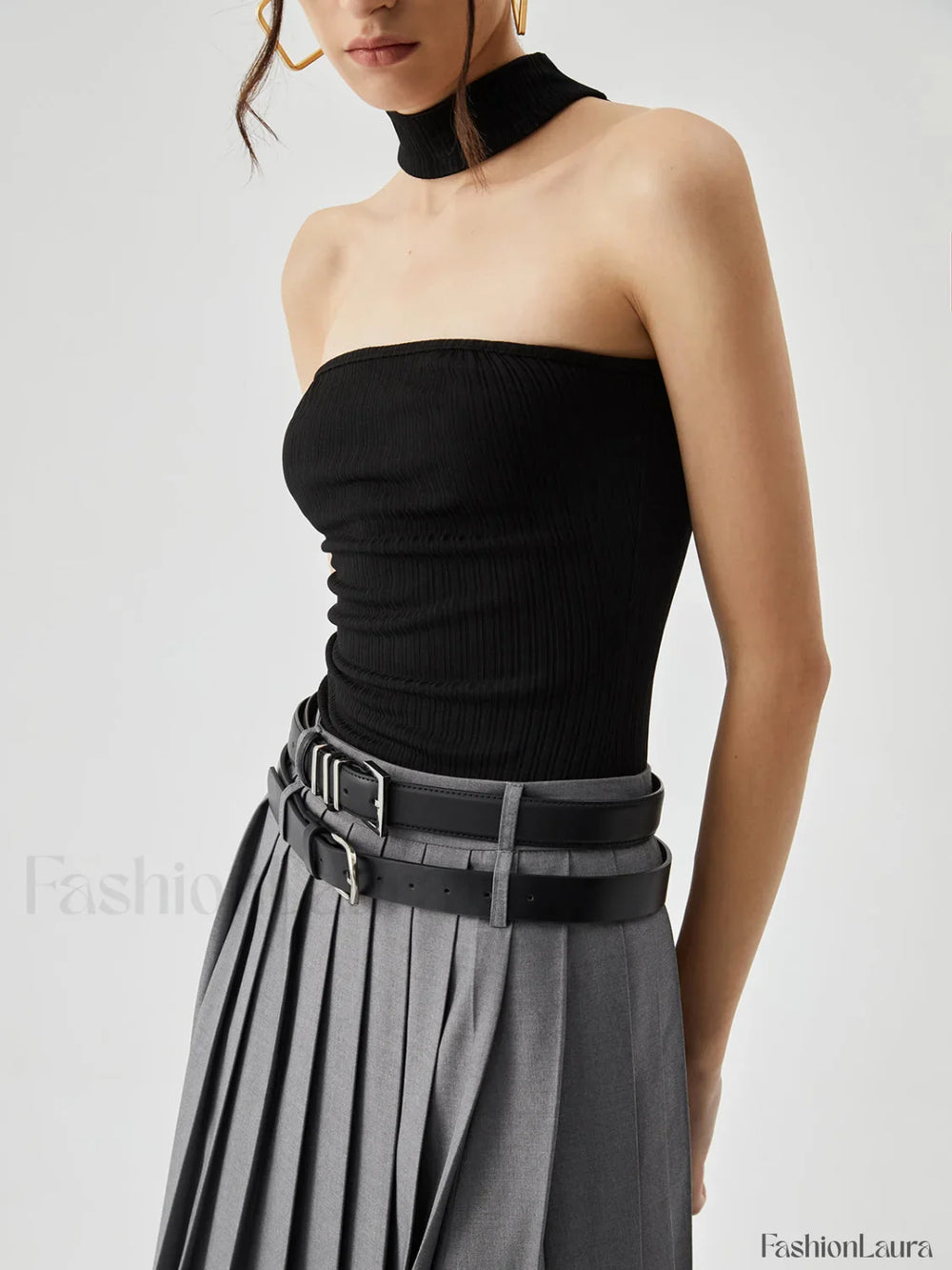 Slinky Solid Graceful Halter Top Tank Tops & Camis