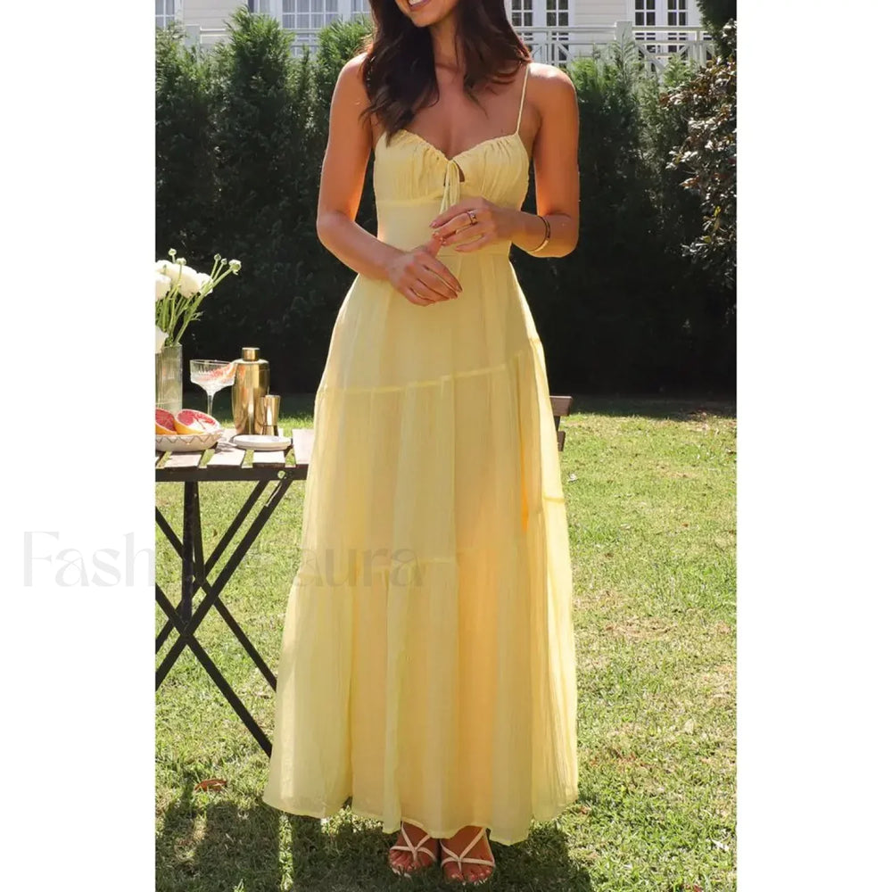 Smocked Bow Front Midi Dress