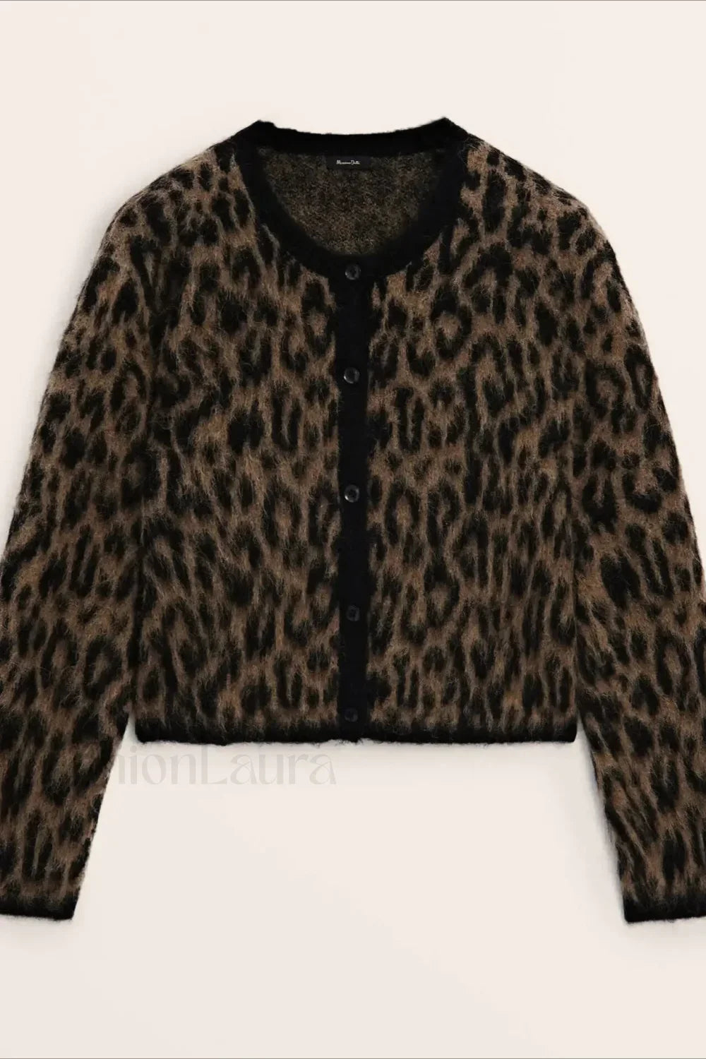 Soft Waxy Round Neck Cardigan Brown / XS