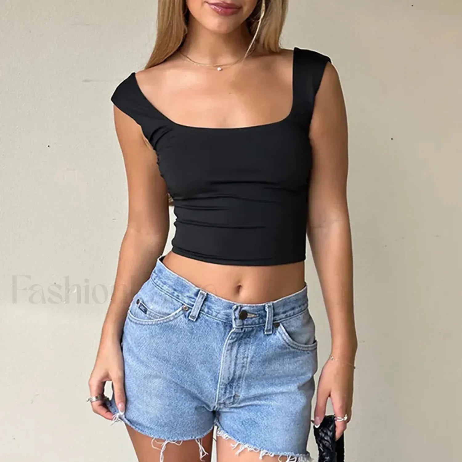 Solid Back Tie Up Crop Top Black / S