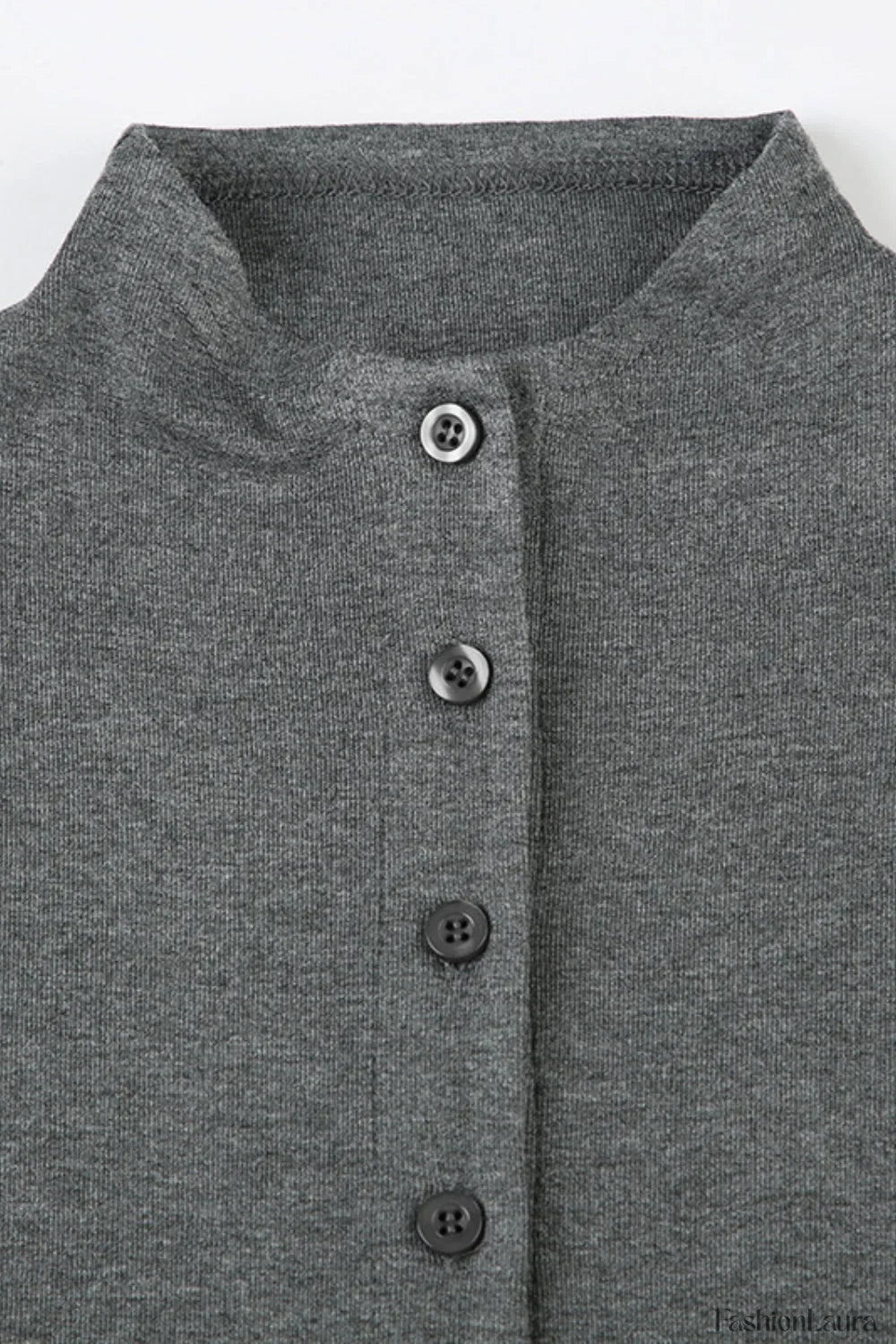 Solid Buttoned High Collar Bodycon A Line Work Dress