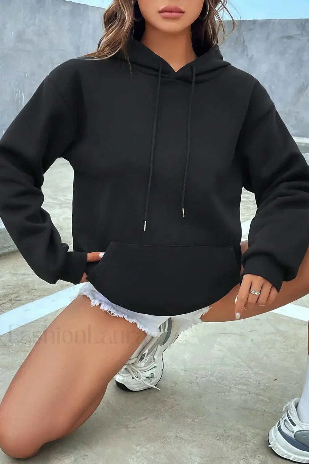 Solid Color Casual Pocket Hoodie