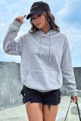 Solid Color Casual Pocket Hoodie