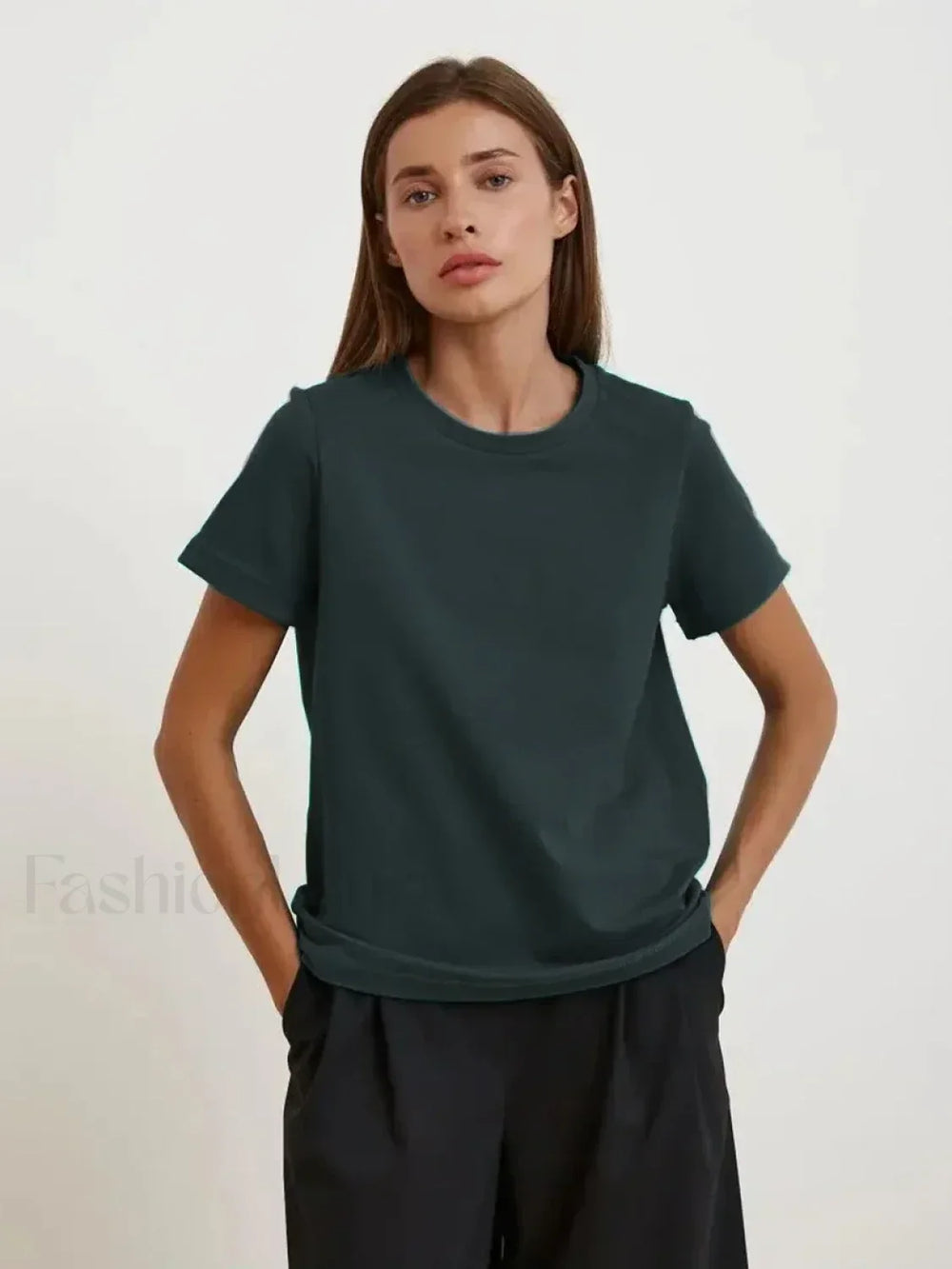 Solid Cotton Basic Short Sleeve T Shirt dark grey / S