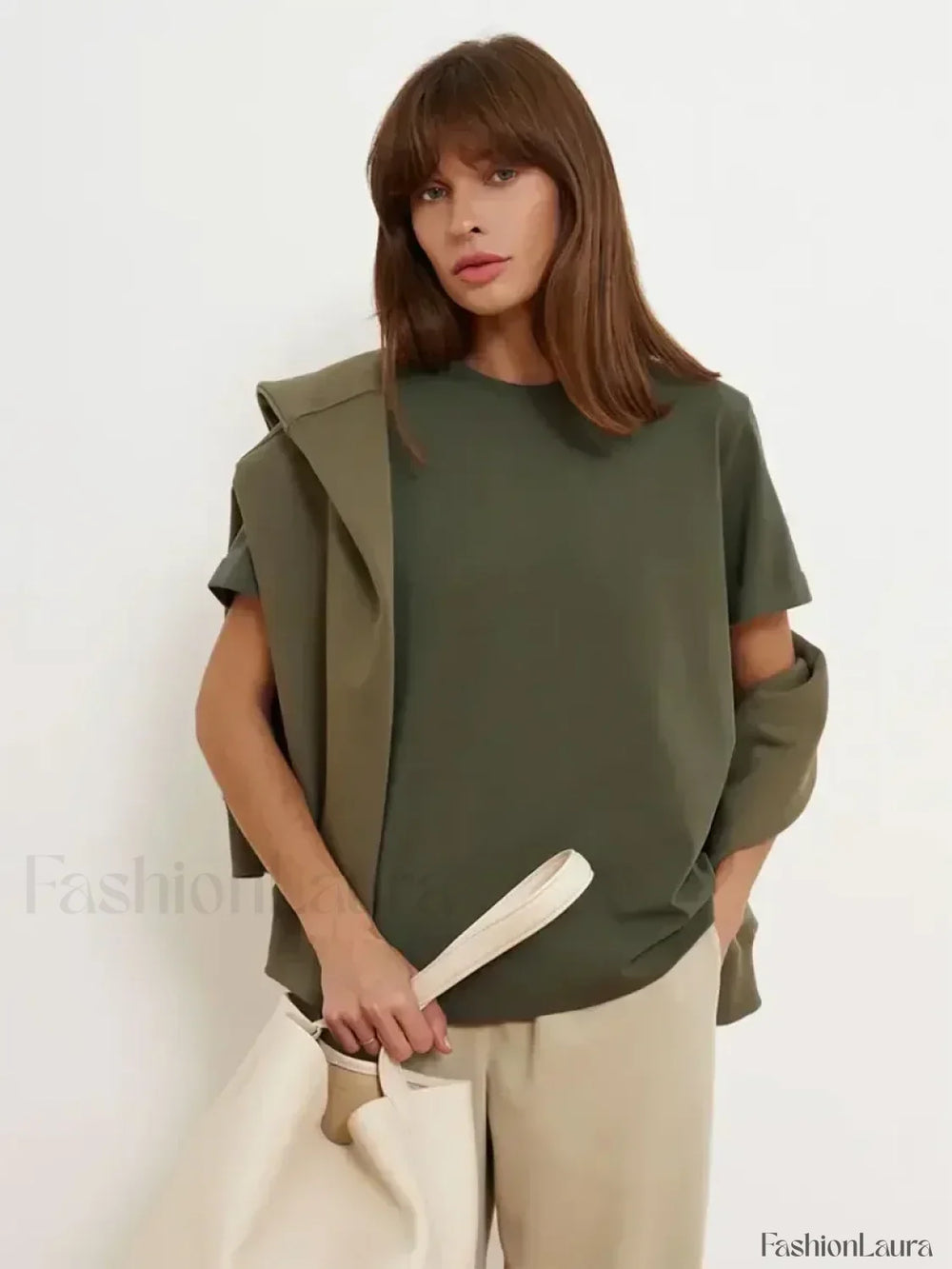 Solid Cotton Basic Short Sleeve T Shirt pale green / S
