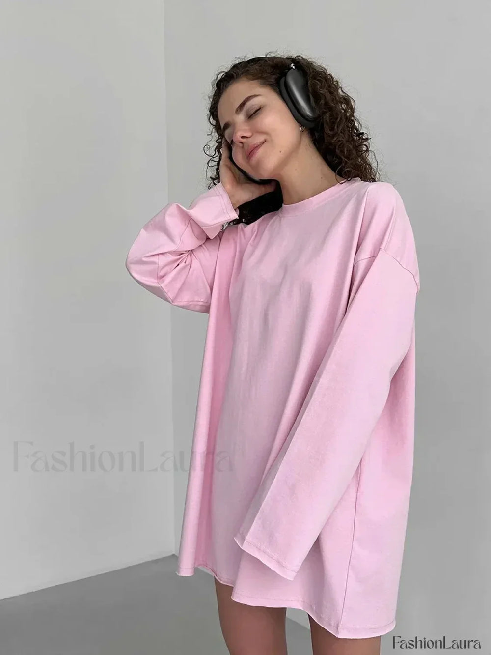 Solid Cotton Long Sleeve Loose T Shirt
