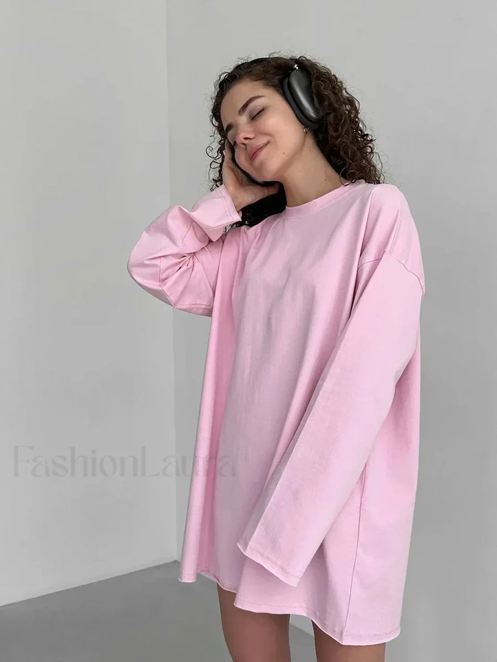 Solid Cotton Long Sleeve Loose T Shirt