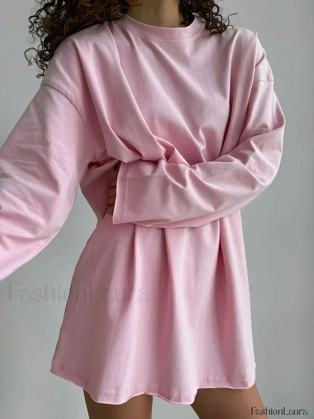 Solid Cotton Long Sleeve Loose T Shirt