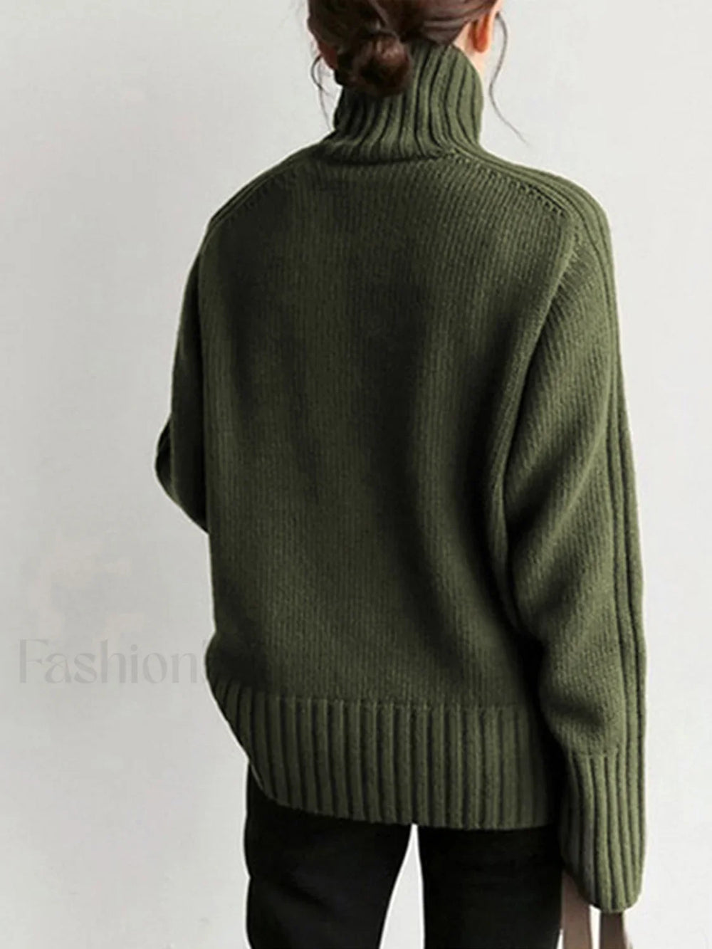 Solid High Graceful Neck Knit Sweater Sweaters L