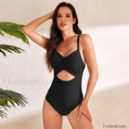 Solid Hollow Out Cross Hard Cup One Piece Black / S