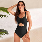 Solid Hollow Out Cross Hard Cup One Piece Black / S