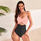 Solid Hollow Out Cross Hard Cup One Piece Pink / S
