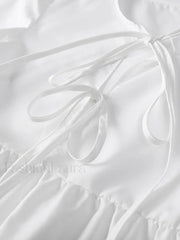 Solid Long White Office Top Blouse