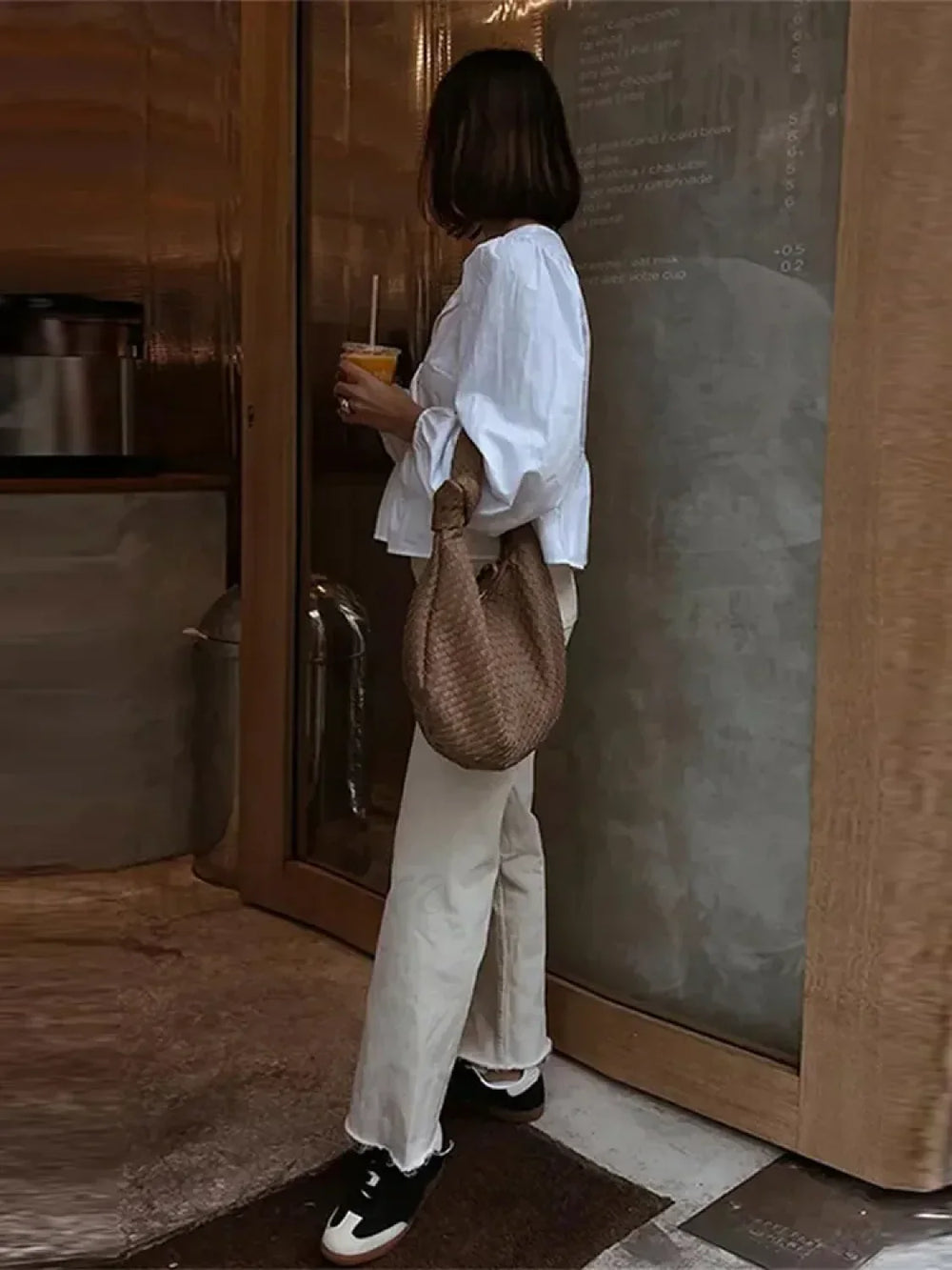 Solid Long White Office Top Blouse