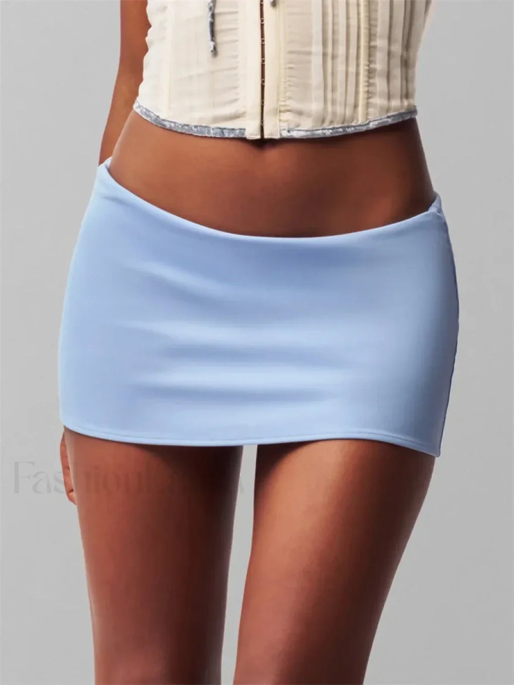 Solid Low Waist Bodycon Street Skirt BLUE / S