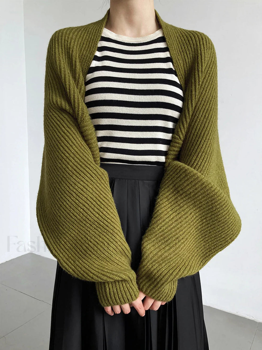 Solid Open Front Shrug Sweater Cardigans