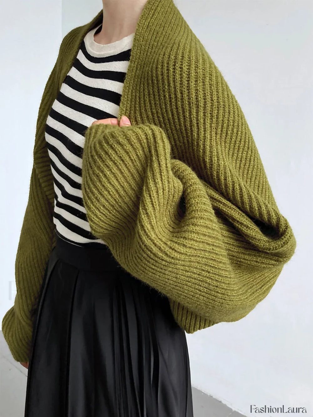Solid Open Front Shrug Sweater Cardigans