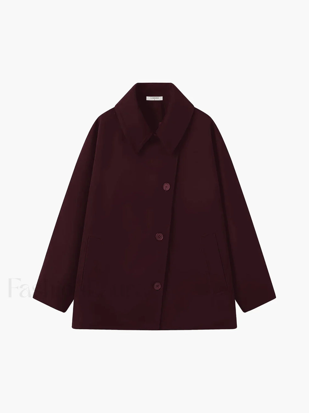 Solid Oversized Pocket Button Coat Burgundy / XS Wool Coats