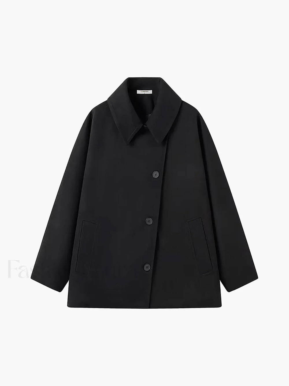 Solid Oversized Pocket Button Coat Black / XS Wool Coats