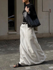 Solid Pleated Graceful Maxi Skirt Skirts