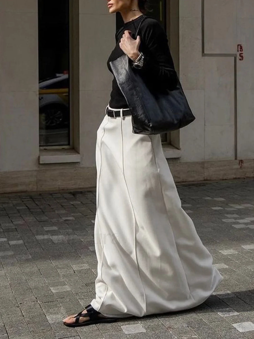 Solid Pleated Graceful Maxi Skirt Skirts