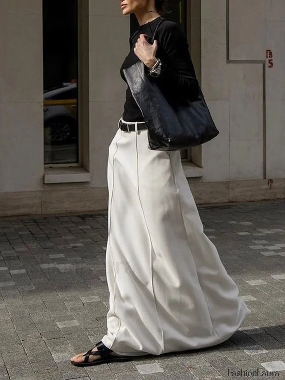 Solid Pleated Graceful Maxi Skirt Skirts