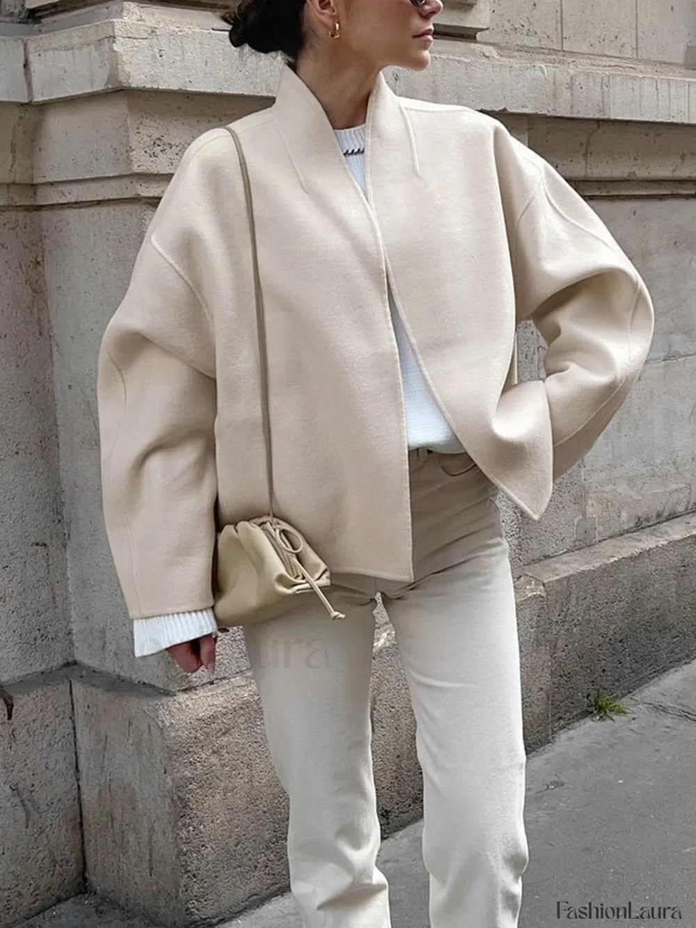 Solid Stand Graceful Collar Coat Apricot / XS Wool Coats