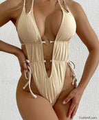 Solid Strapped High Cut Thong One Piece
