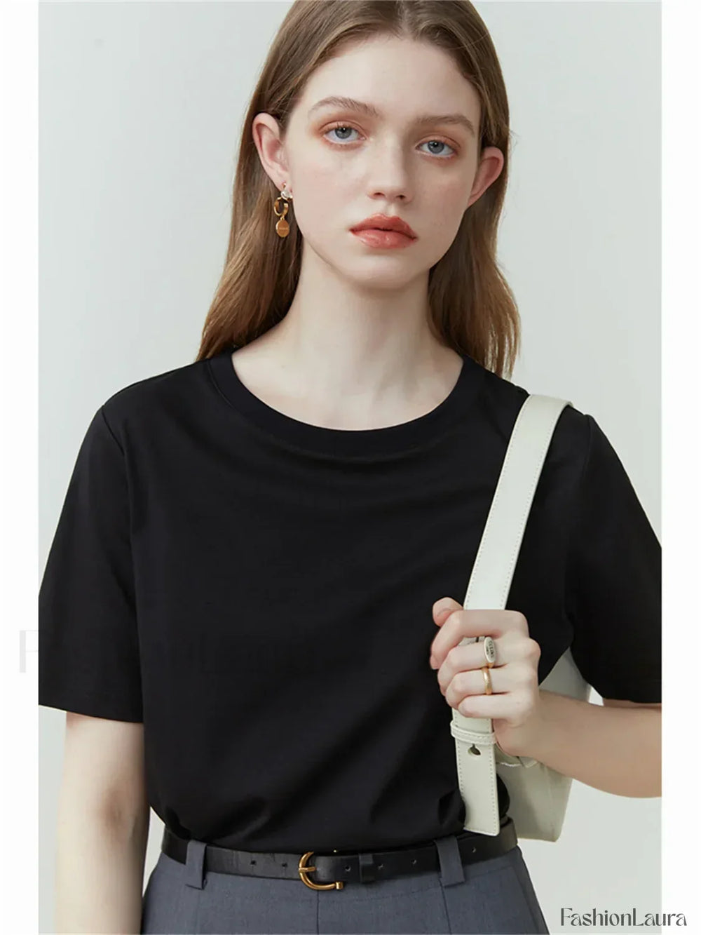 Solid White Round Neck T Shirt