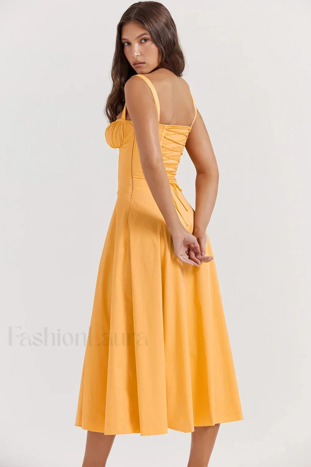 Spaghetti Strap Lace Up Floral Dress