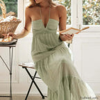 Spaghetti Strap V neck Floral Dress