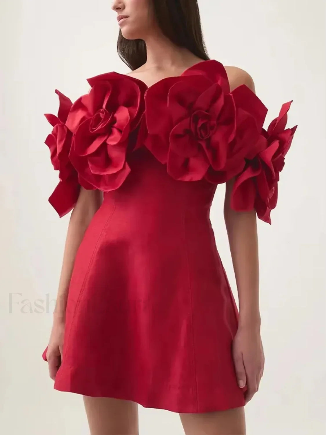 Spliced Flower Halter Mini Dress