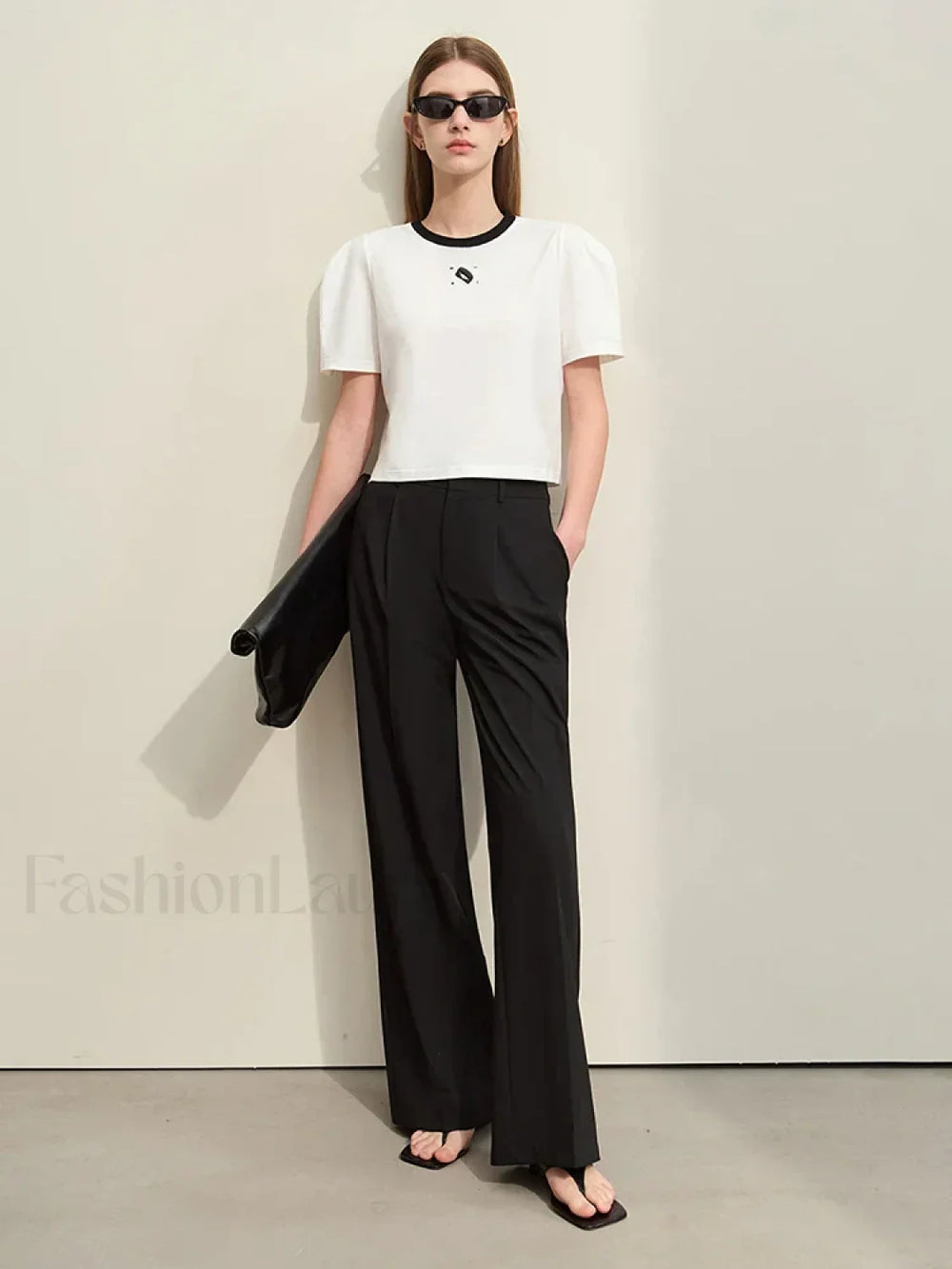 Spliced Mutton Sleeve T Shirt