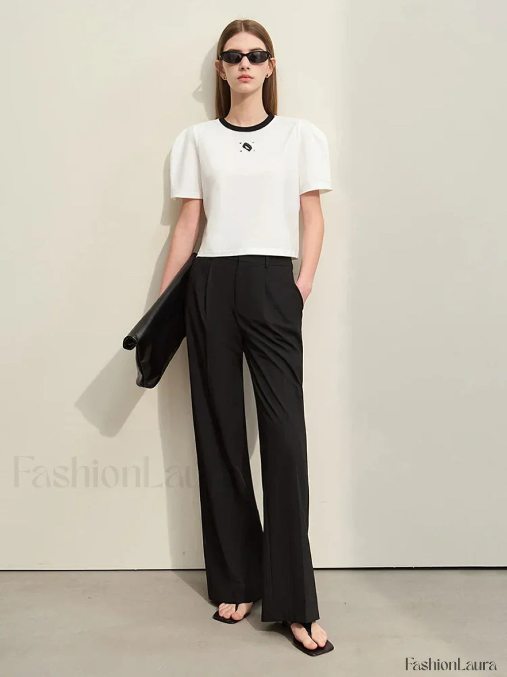 Spliced Mutton Sleeve T Shirt