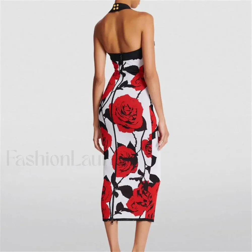 Spliced Zipper Neck Floral Dress
