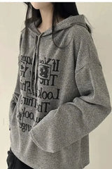 Splicing Printed Letter Hooded Hoodie