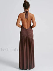 Split Deep V Neck Maxi Dress