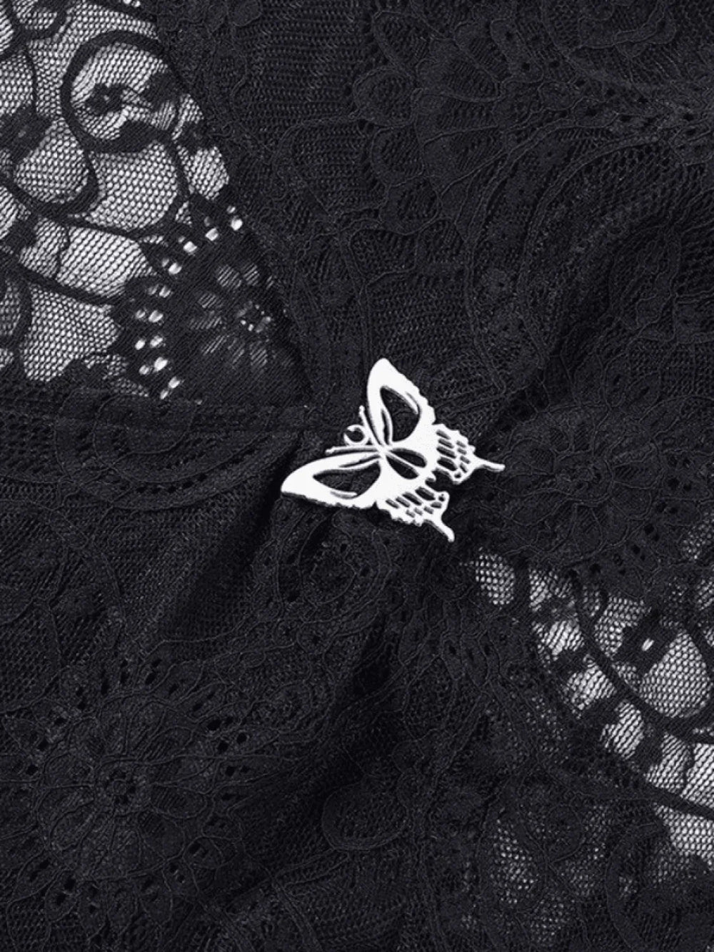 Split Lace Cropped Long Sleeve Blouse Shirts