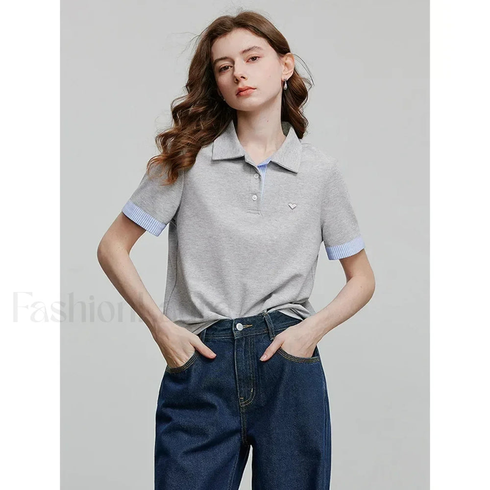 Spring New Cotton Short Sleeve T Shirt Light Gray / S