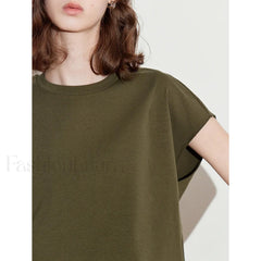 Spring New Round Neck Cotton T Shirt
