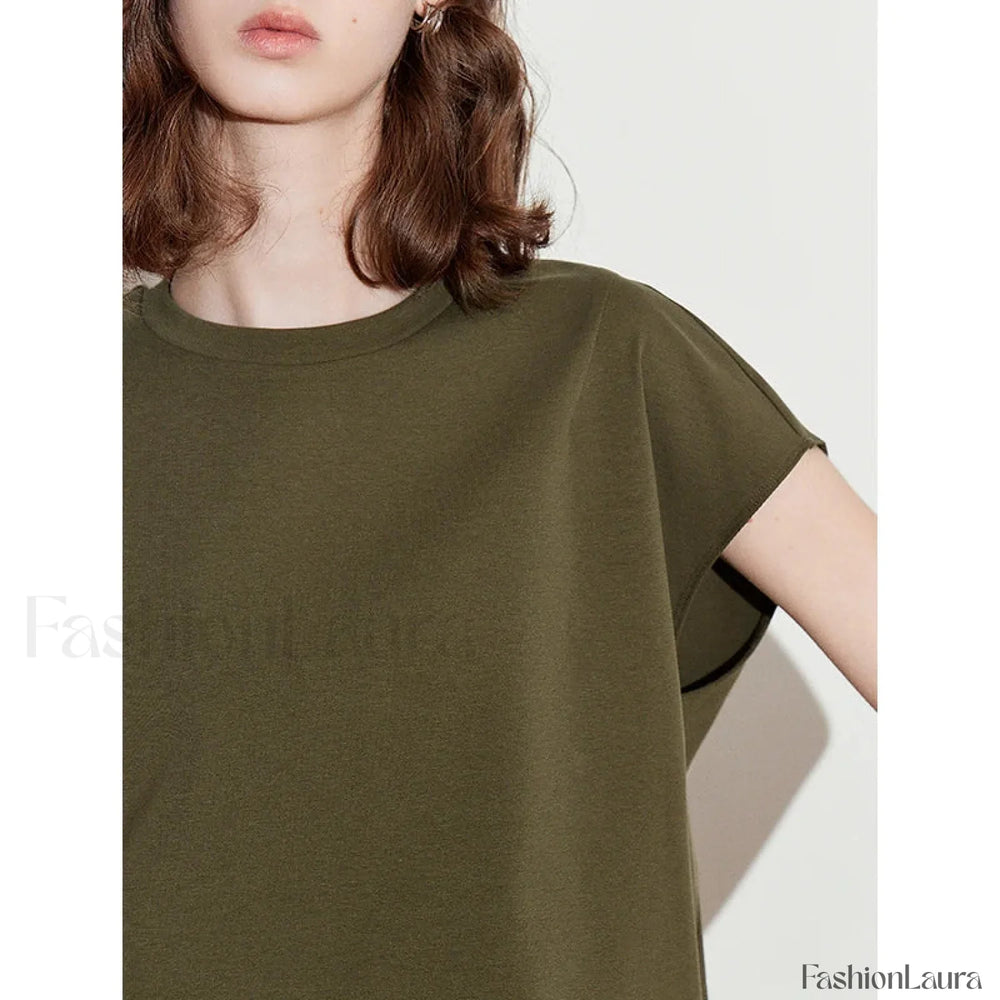 Spring New Round Neck Cotton T Shirt
