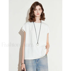 Spring New Round Neck Cotton T Shirt White / S